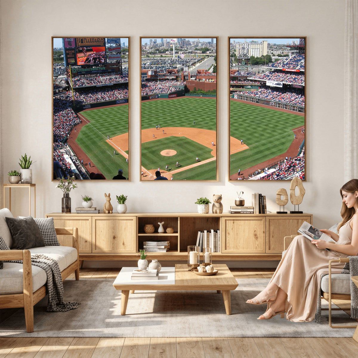 85755-MGV-CV-36X24 - Philadelphia Phillies Baseball Team Print - Philadelphia Citizens Bank Park Stadium Wall Art Canvas