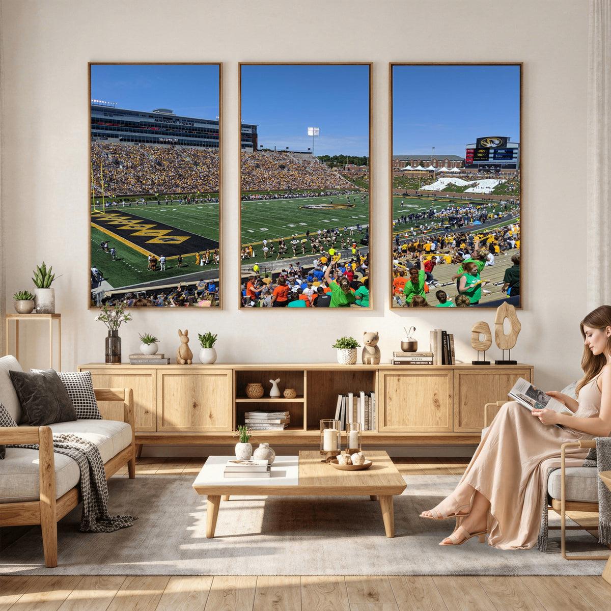 38399-MGV-CV-36X24 - University of Missouri Tigers Football Team Print, Columbia Faurot Field Memorial Stadium Wall Art