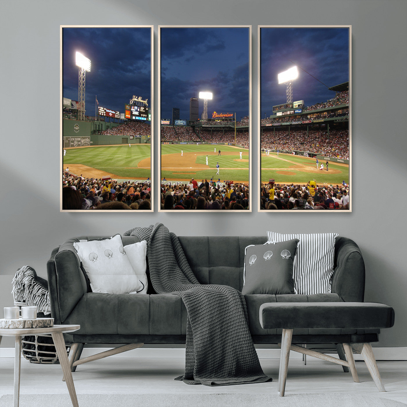 MGV-FC-48X32-3P - Boston Red Sox Baseball Team Print Canvas - Massachusetts Fenway Park Stadium Wall Art Canvas Print