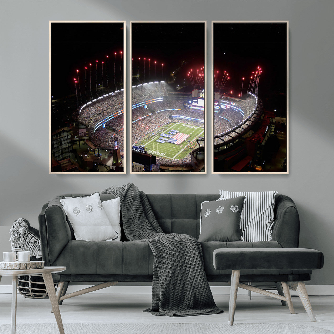 MGV-FC-48X32-3P - New England Patriots Team Print Wall Art- Foxborough Gillette Stadium Wall Art Canvas Print