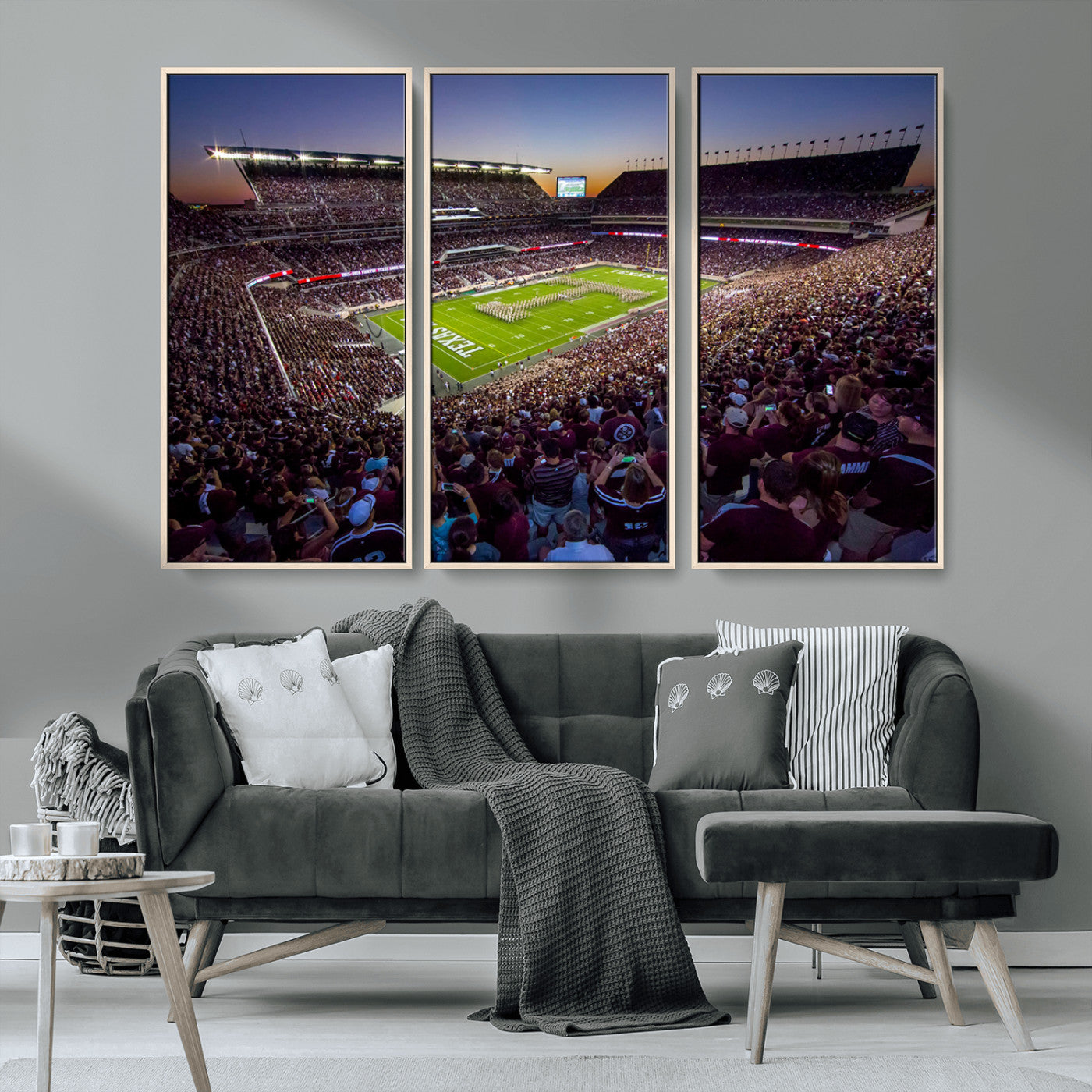 MGV-FC-48X32-3P - Texas A&M University Aggies Football Team Print - College Station Kyle Field Stadium Wall Art Canvas