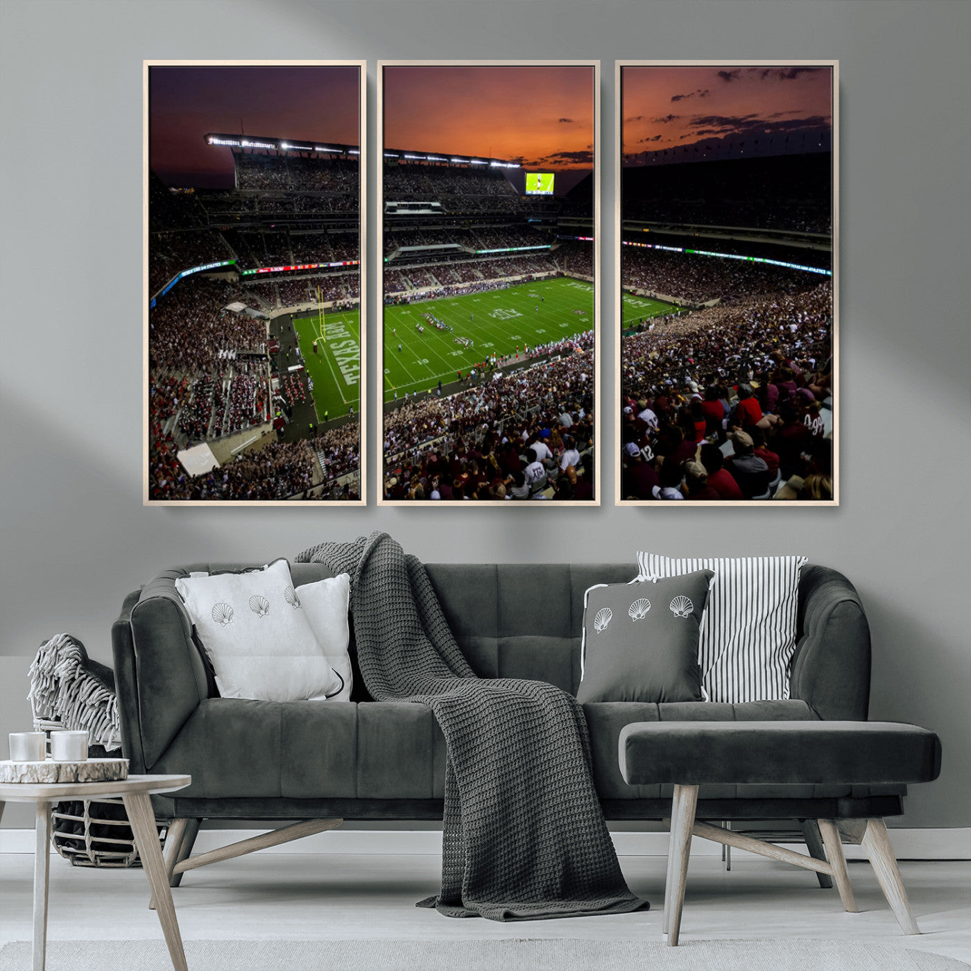 MGV-FC-48X32-3P - Texas A&M Aggies Football Team Print - College Station Kyle Field Stadium Wall Art Canvas Print