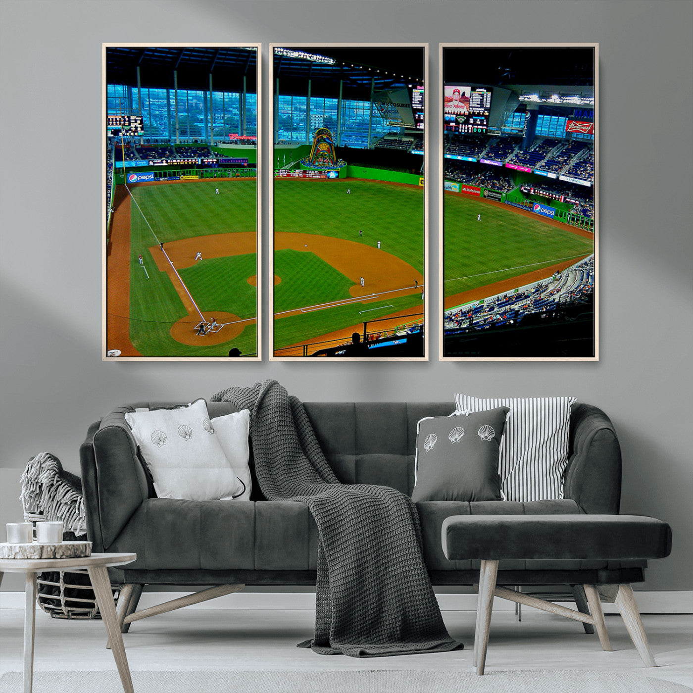 MGV-FC-48X32-3P - Miami Marlins Baseball Team Print - Miami LoanDepot Park Stadium Wall Art Canvas Print
