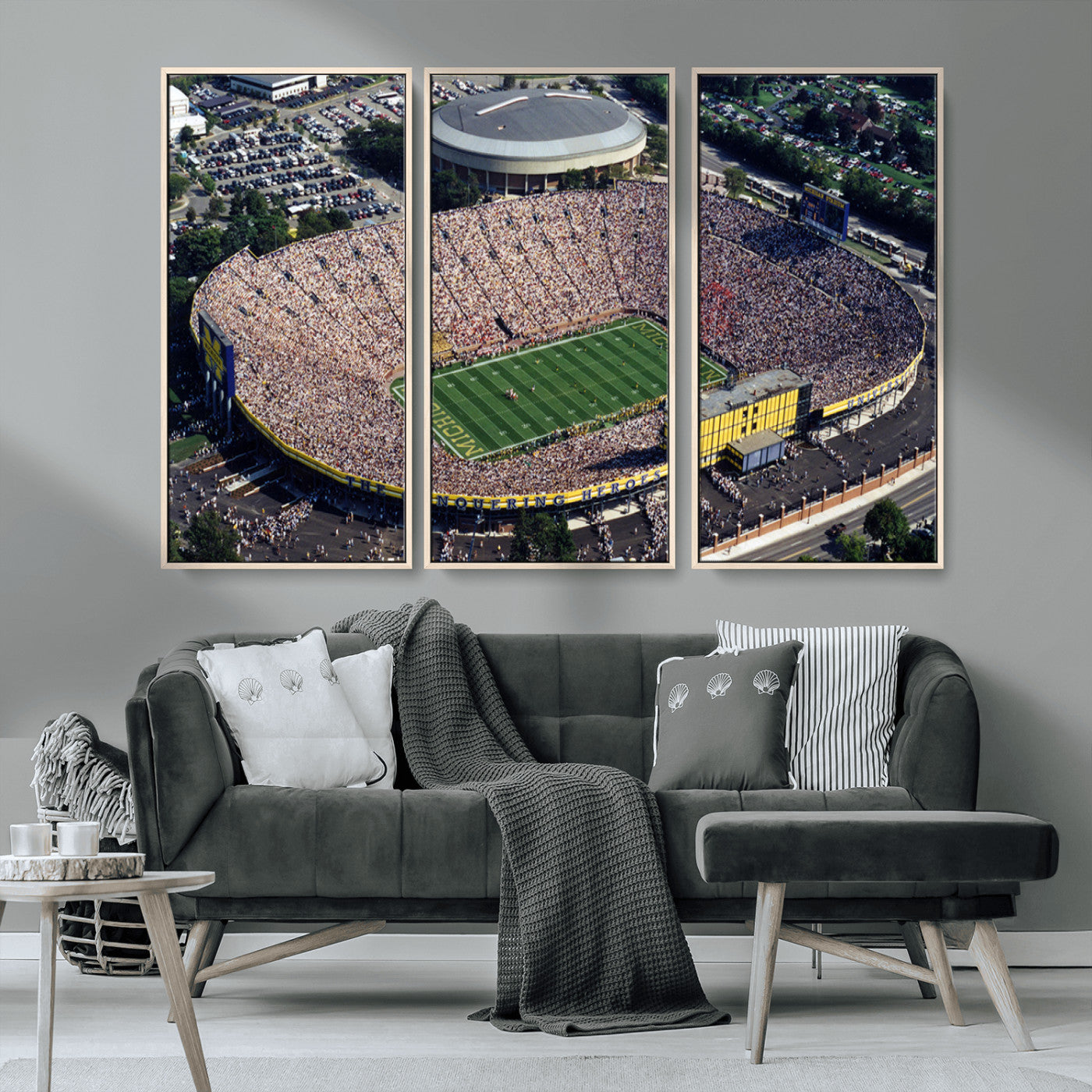 MGV-FC-48X32-3P - Michigan Wolverines Football Team Print - Ann Arbor Michigan Stadium Print, Michigan Wolverines