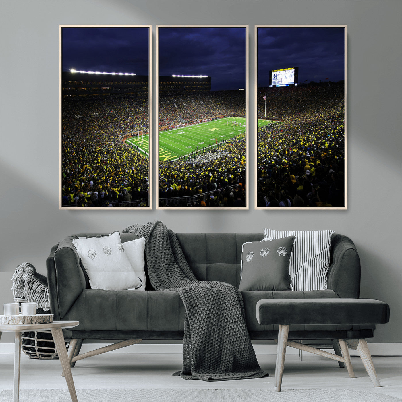 MGV-FC-48X32-3P - Michigan Wolverines Football Canvas Wall Decor, Football Team Print - Ann Arbor Michigan Stadium
