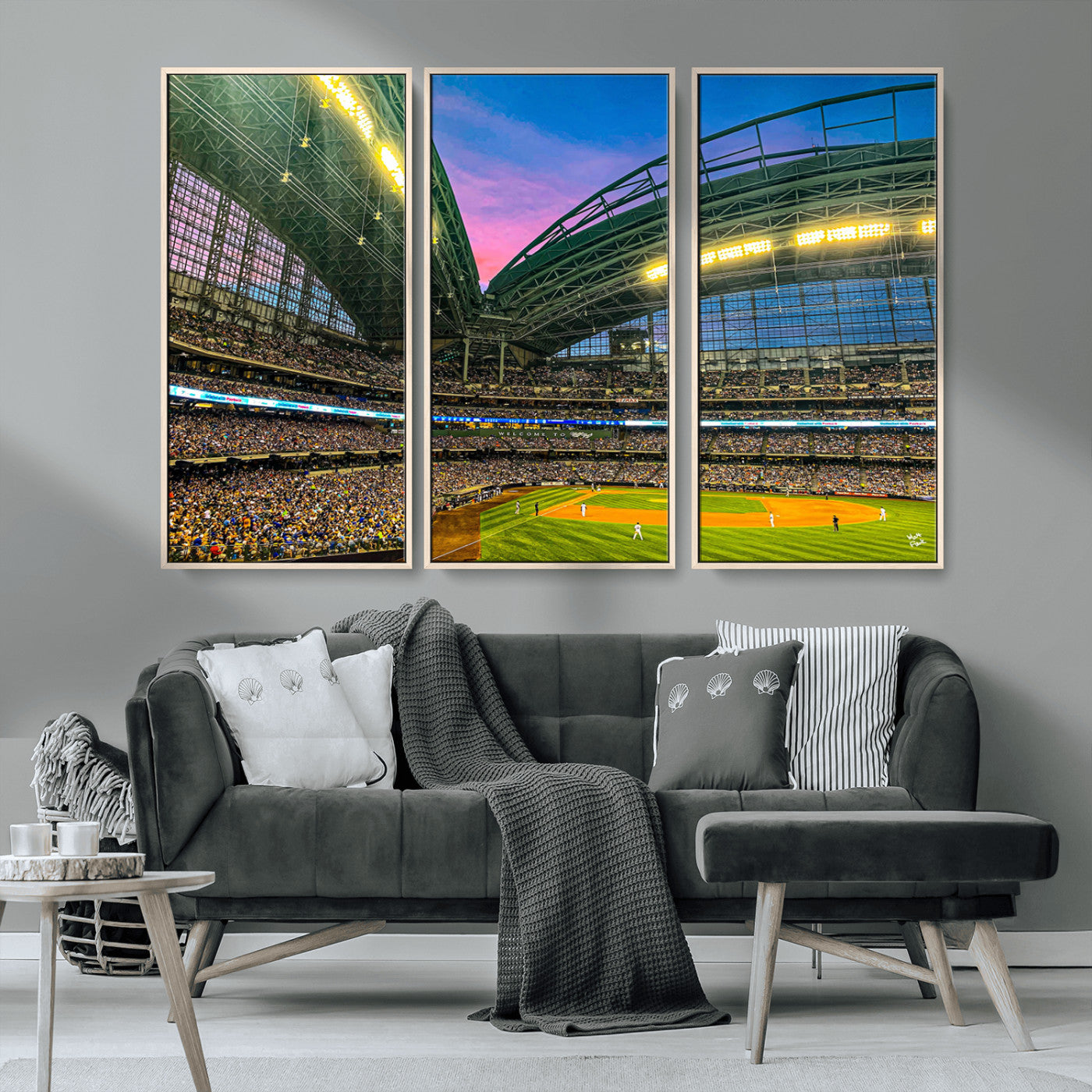 MGV-FC-48X32-3P - Milwaukee Brewers Baseball Team Print Canvas- American Family Field Stadium Wall Art Canvas Print