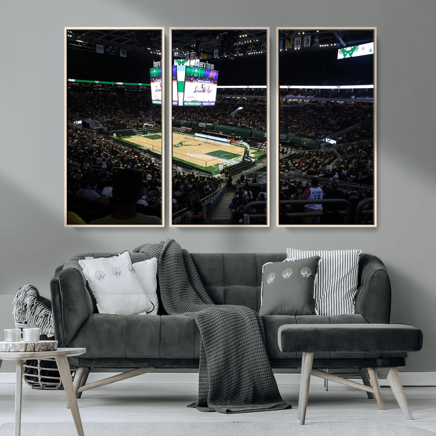 MGV-FC-48X32-3P - Milwaukee Bucks Basketball Print - Fiserv Forum Stadium Wall Art Canvas Print