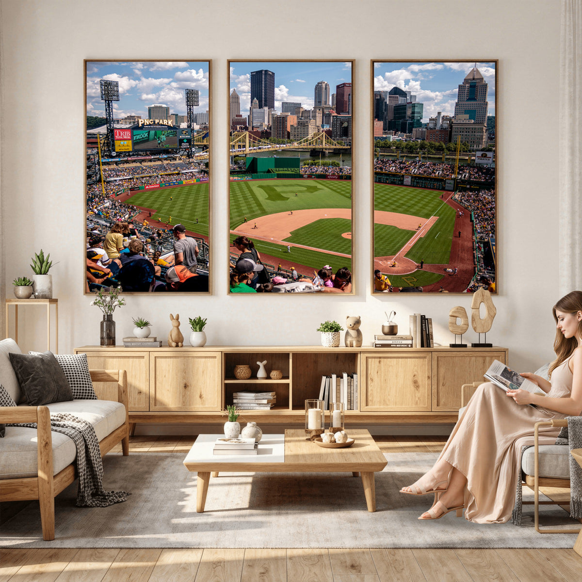 66872-MGV-CV-36X24 - Pittsburgh Pirates Baseball Team Print, PNC Park Stadium