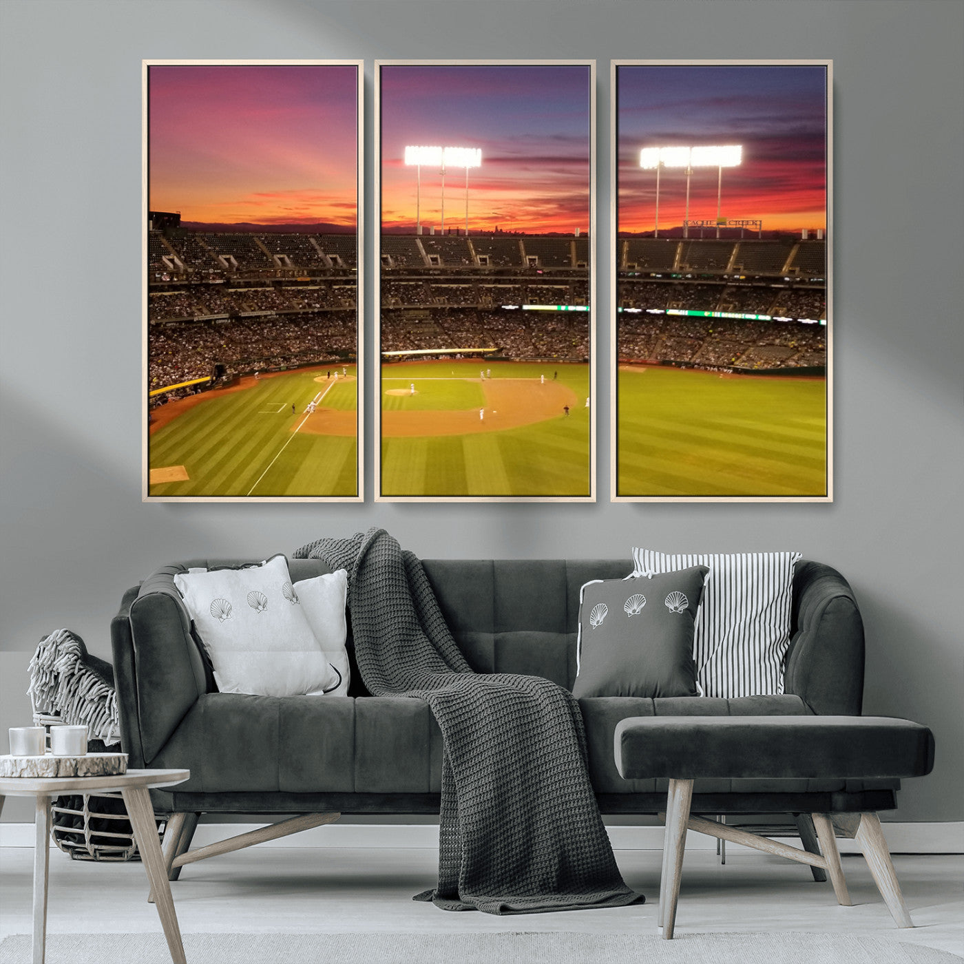 MGV-FC-48X32-3P - Oakland Athletics Baseball Team Print - Oakland Coliseum Stadium Wall Art Canvas Print