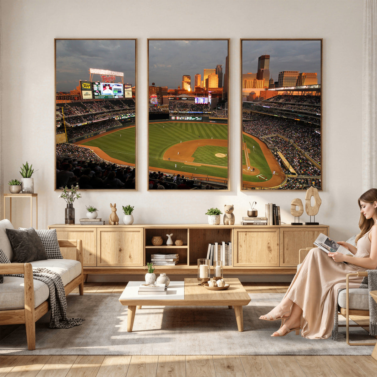 99822-MGV-CV-36X24 - Minnesota Twins Baseball Team Print, Minneapolis Target Field Stadium Wall Art
