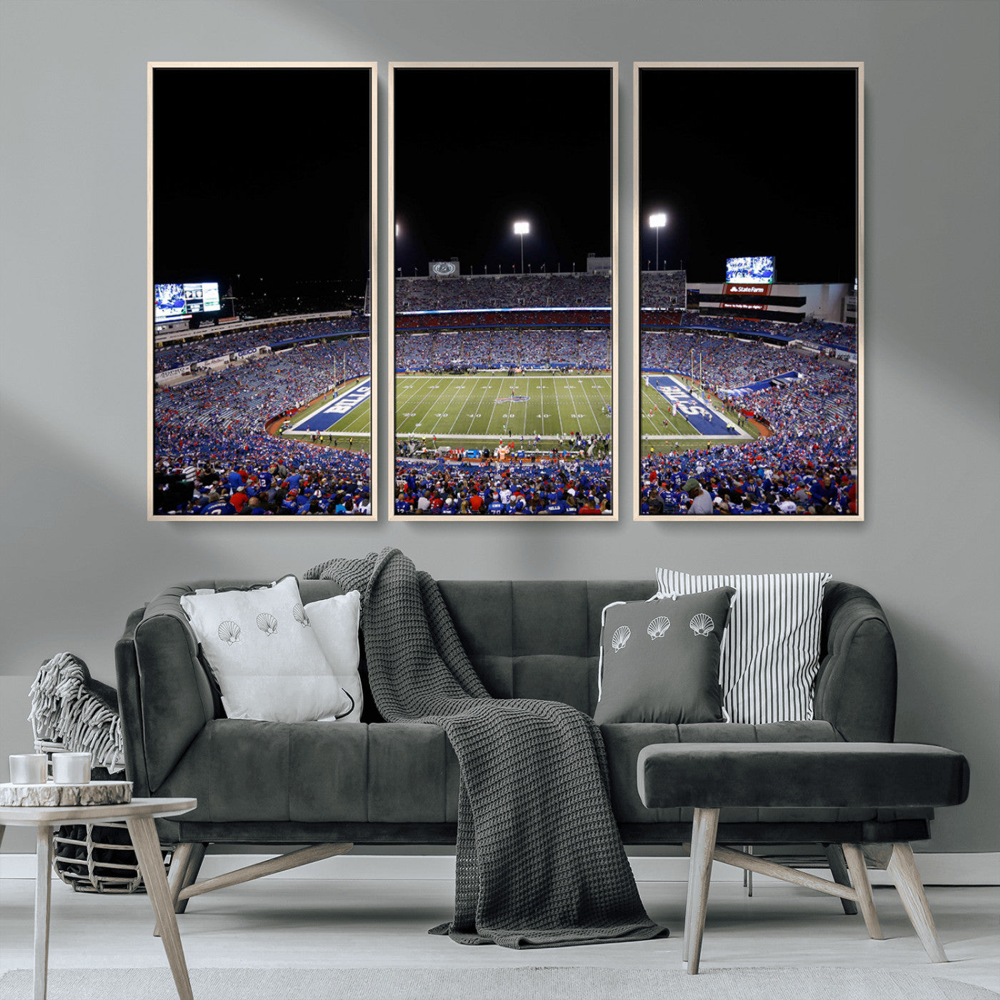 MGV-FC-48X32-3P - Buffalo Bills Wall Art - Buffalo Bills Stadium Canvas Print, Perfect Sports Decor for Living Rooms,
