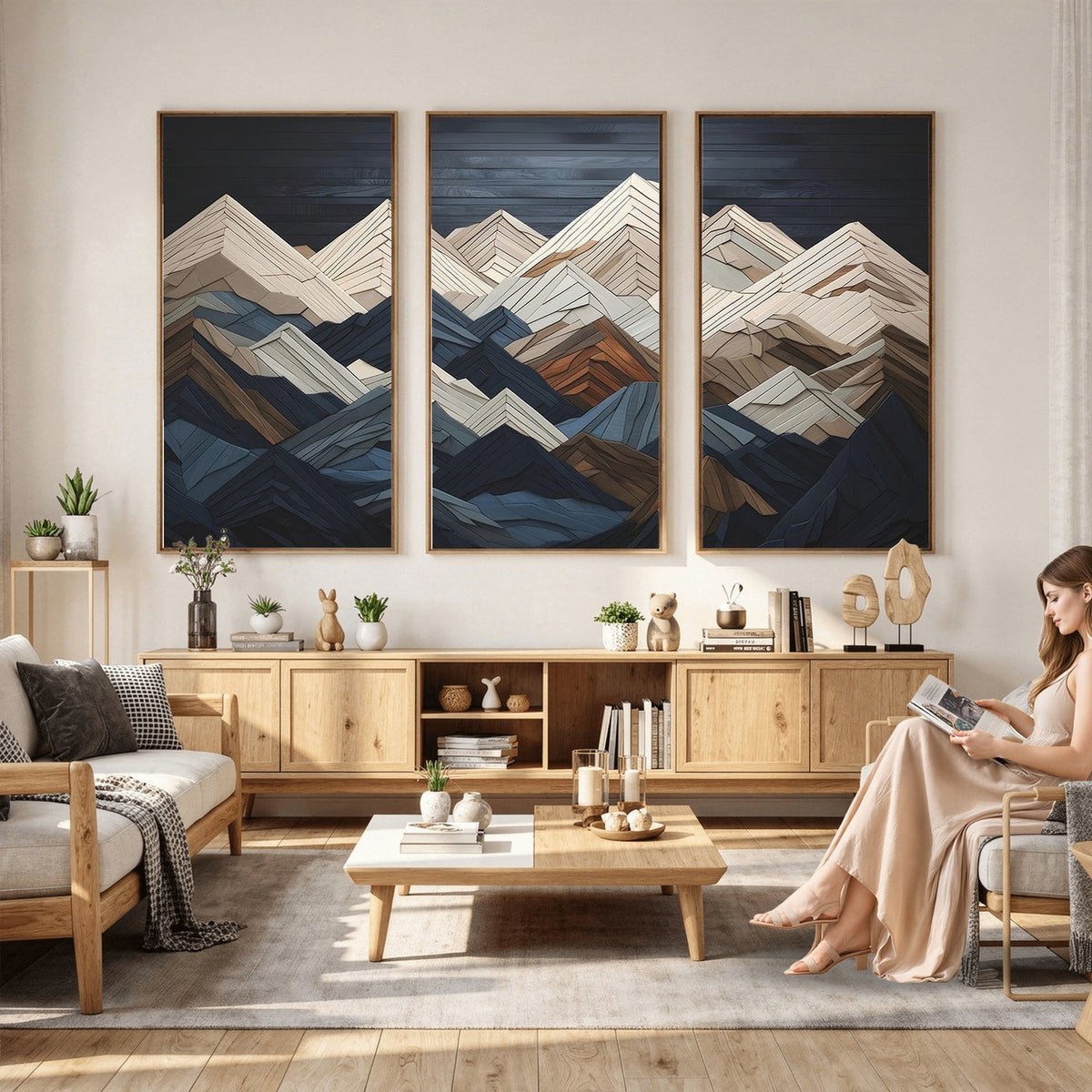 12896-MGV-CV-24X16 - Mountain Wall Art, Modern Abstract Landscape Canvas Print