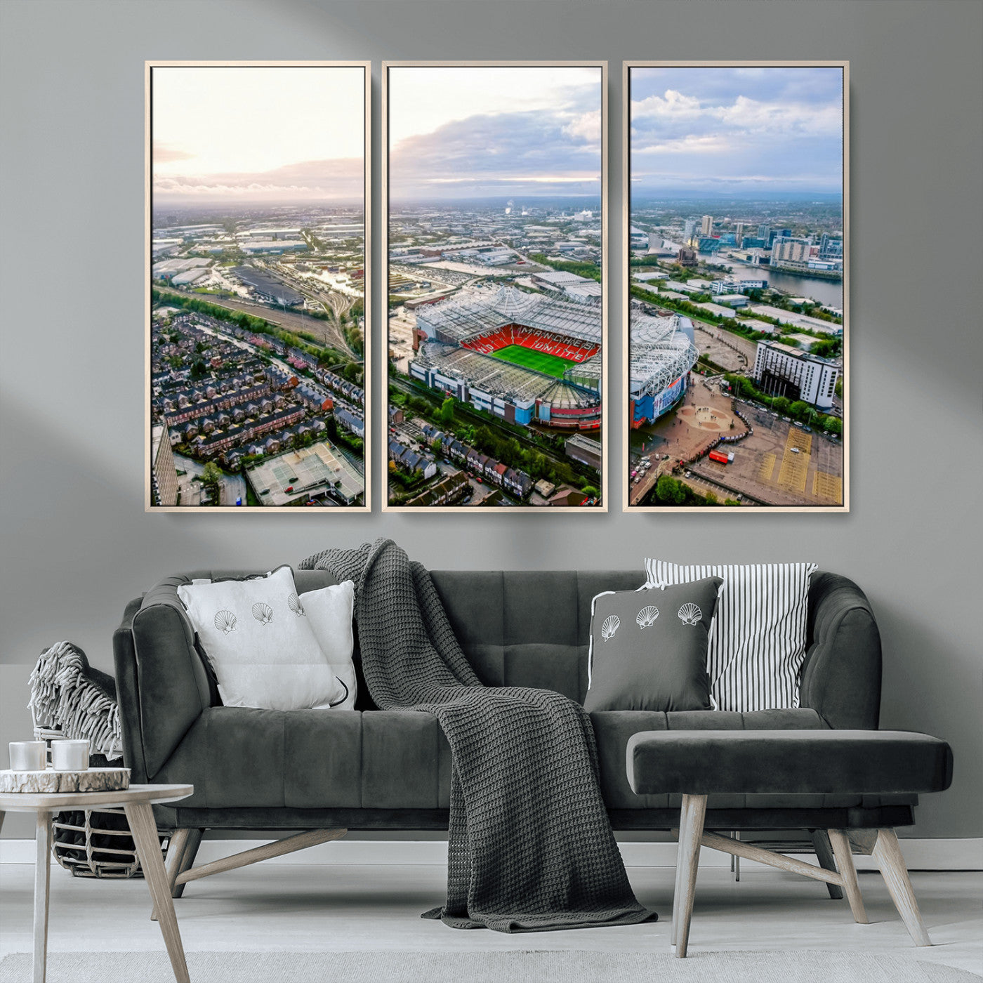 MGV-FC-48X32-3P - Old Trafford Manchester United Stadium Wall Art Canvas Print - Aerial View Stadium, Old Trafford