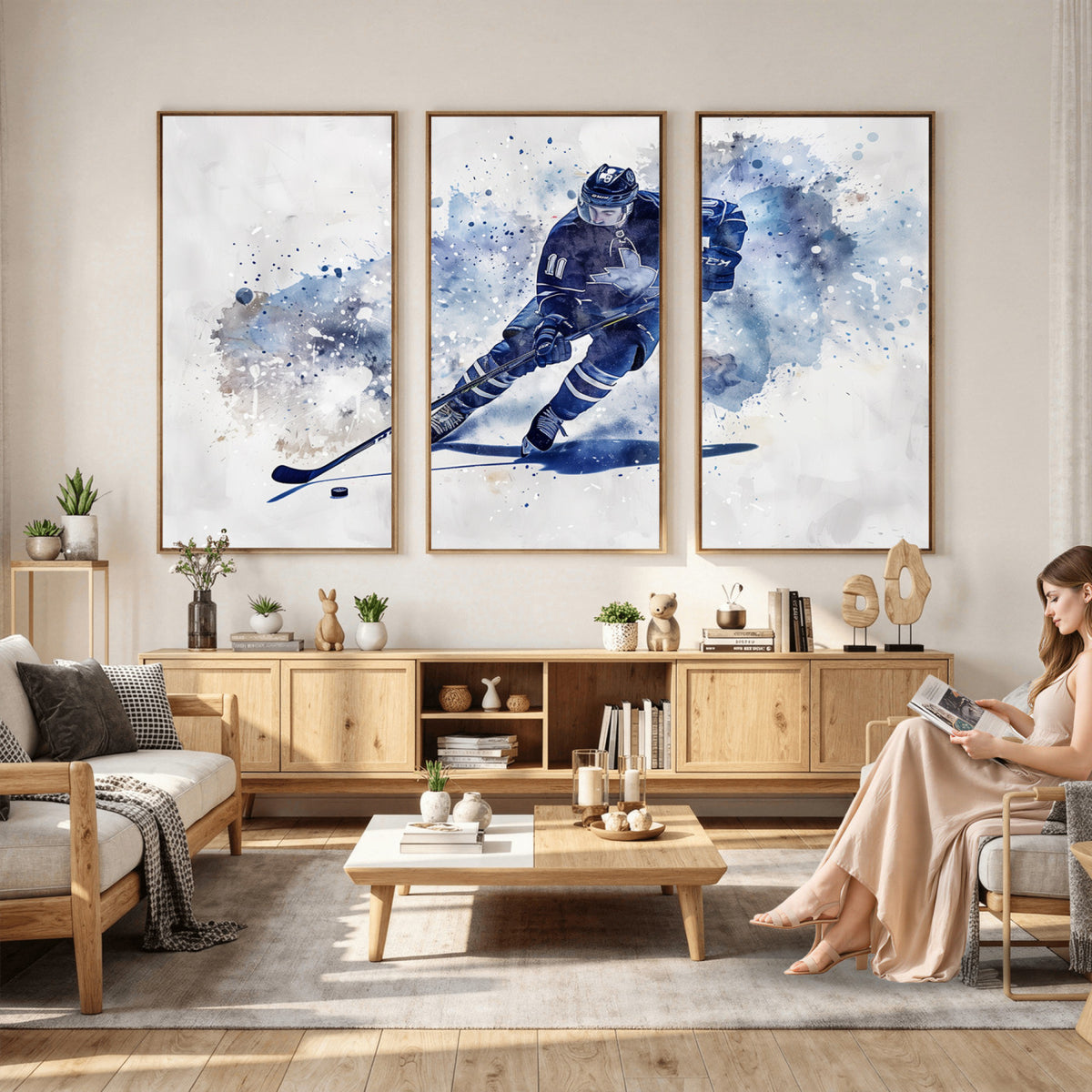 39795-MGV-CV-36X24 - Hockey Player Wall Art Canvas Print