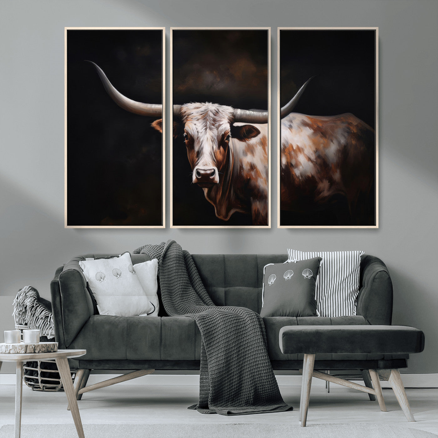 82543-MGV-CV-36X24-Texas Longhorn Wall Art Canvas Print | Western Ranch Decor | Bold Rustic Cattle Artwork | Ready to