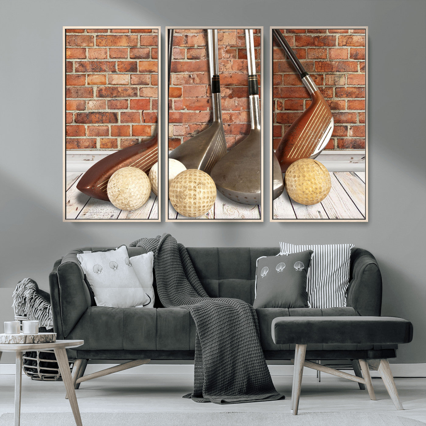 MGV-FC-48X32-3P - Vintage Golf Ball Wall Art Canvas Print | Golf Decor for Man Cave or Office | Ready to Hang and
