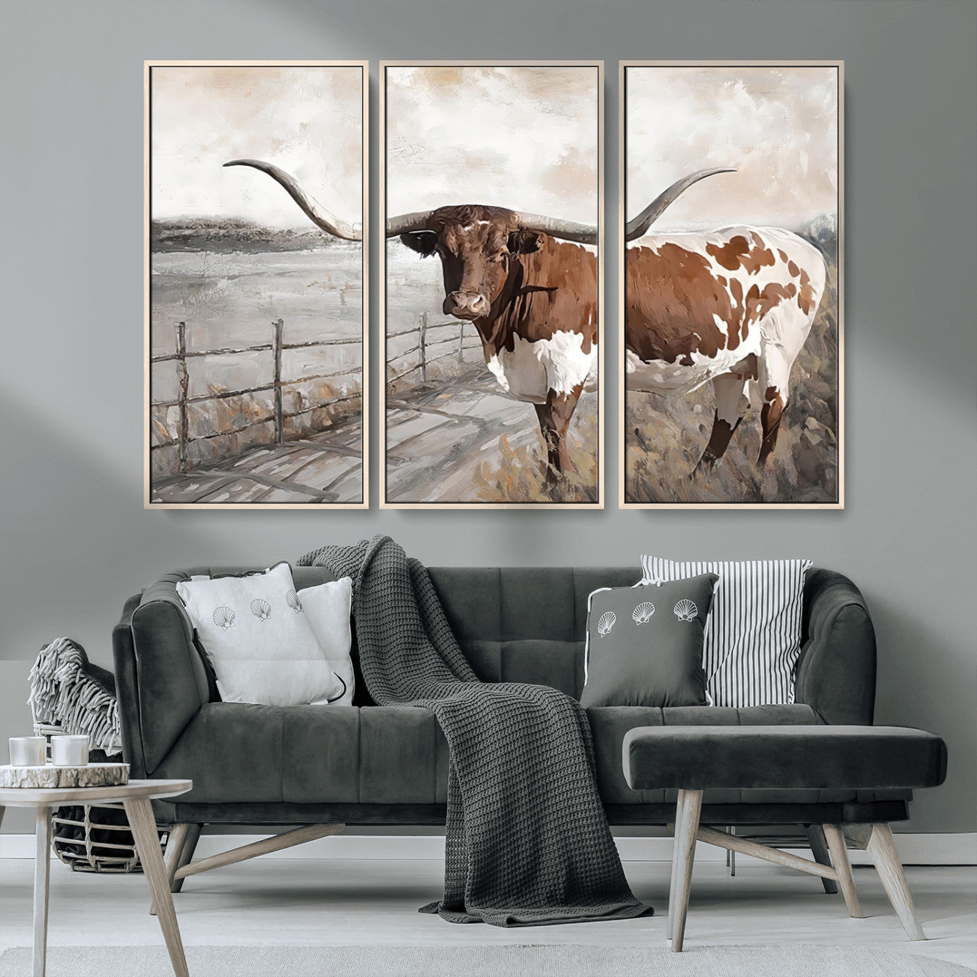 57340-MGV-CV-36X24-Vintage Texas Cow Wall Art Canvas Print, Rustic Longhorn Wall Art | Canvas Print for Farmhouse Decor
