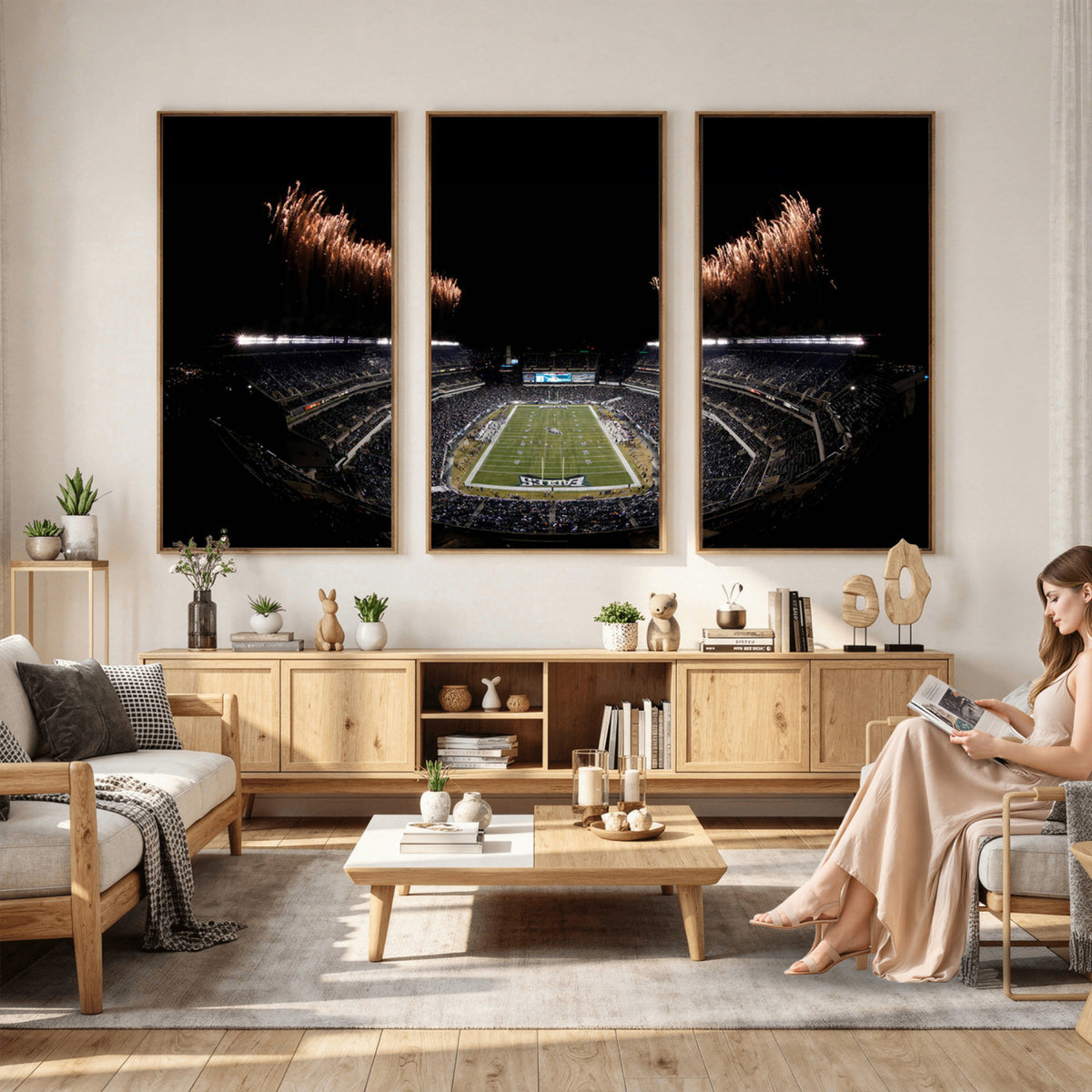 89680-MGV-CV-36X24 - Eagles Field Stadium Wall Art, Philadelphia Eagles Football, Framed and Ready to Hang