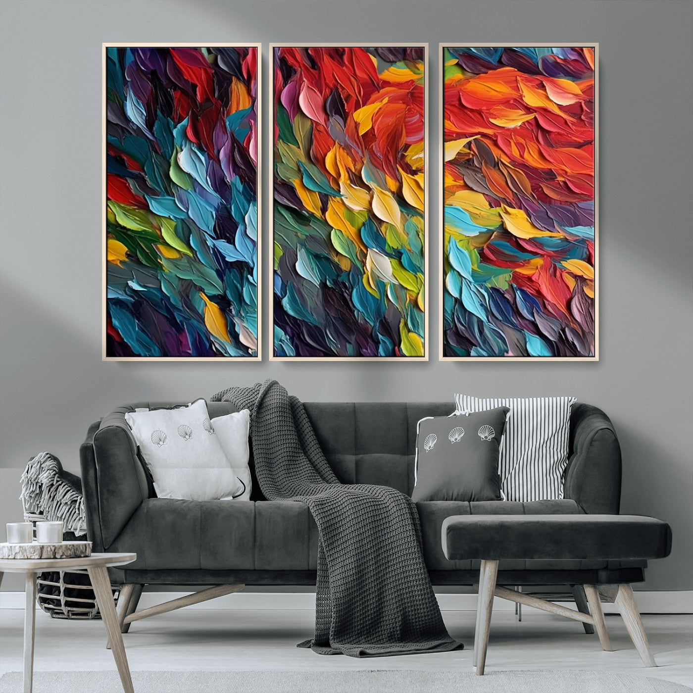 -Vibrant Abstract Leaf Wall Art Canvas Print | Bold Colorful Canvas for Living Room or Office | Ready