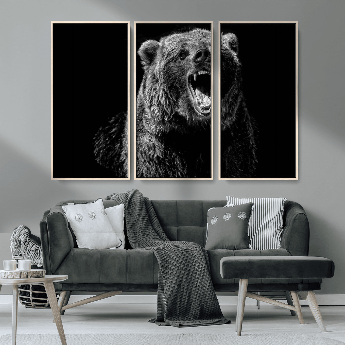 MGV-FC-48X32-3P - Bear Canvas Print | Wildlife Wall Art for Cabin Decor | Ready to Hang Framed