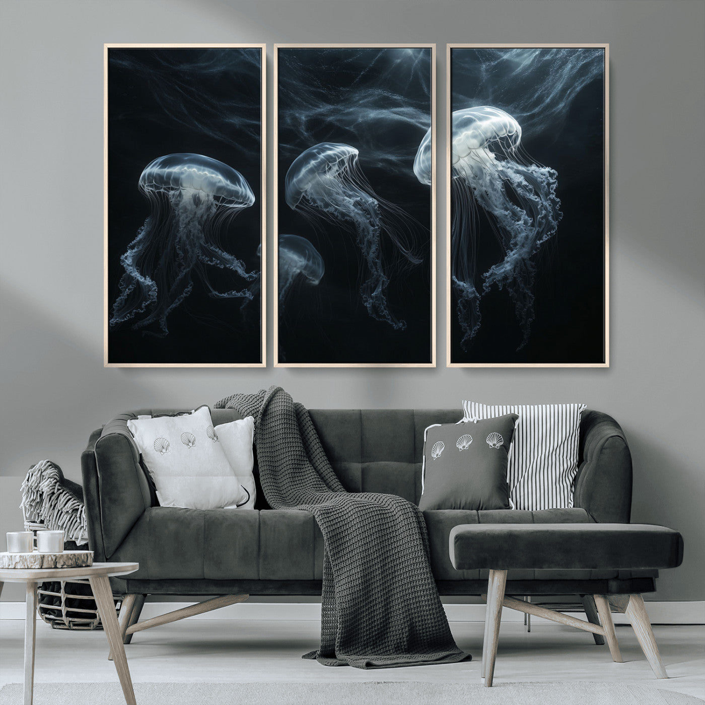 MGV-FC-48X32-3P - Jellyfish Wall Art Canvas Print, Elegant Wall Decor