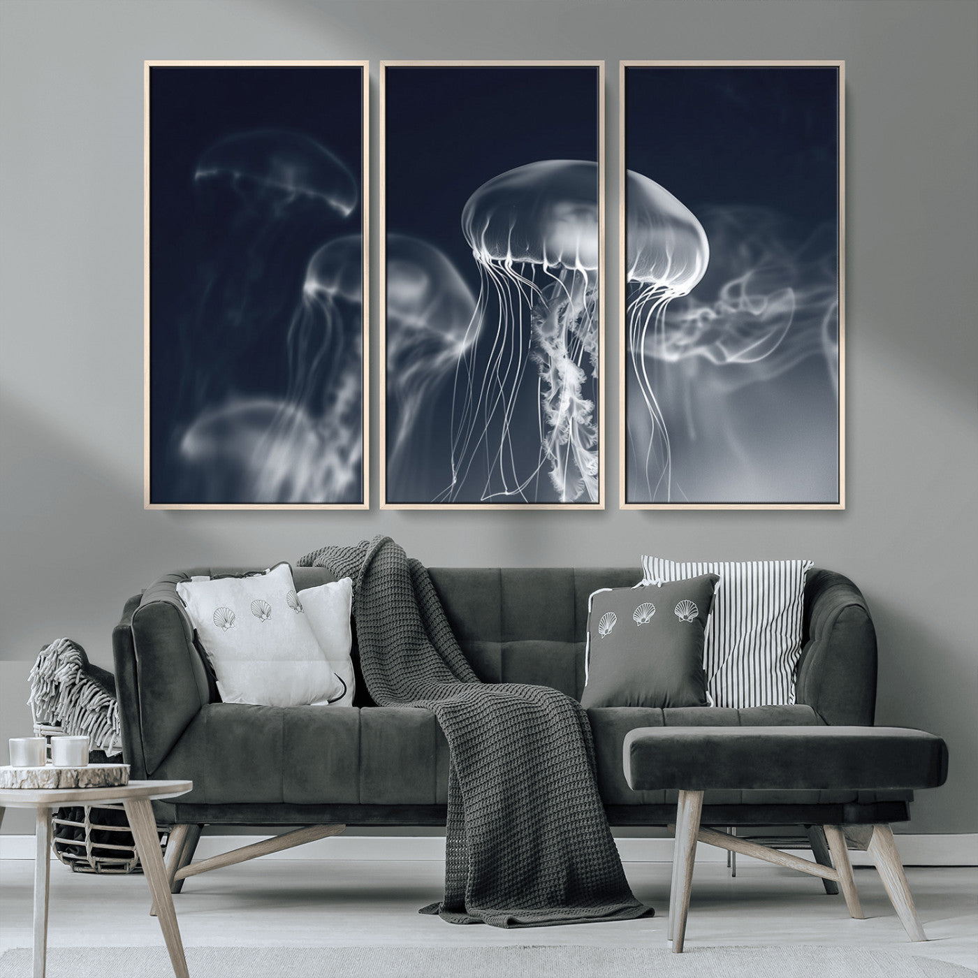 MGV-FC-48X32-3P - Jellyfish Wall Art Canvas Print, Modern Abstract Jellyfish Wall Decor