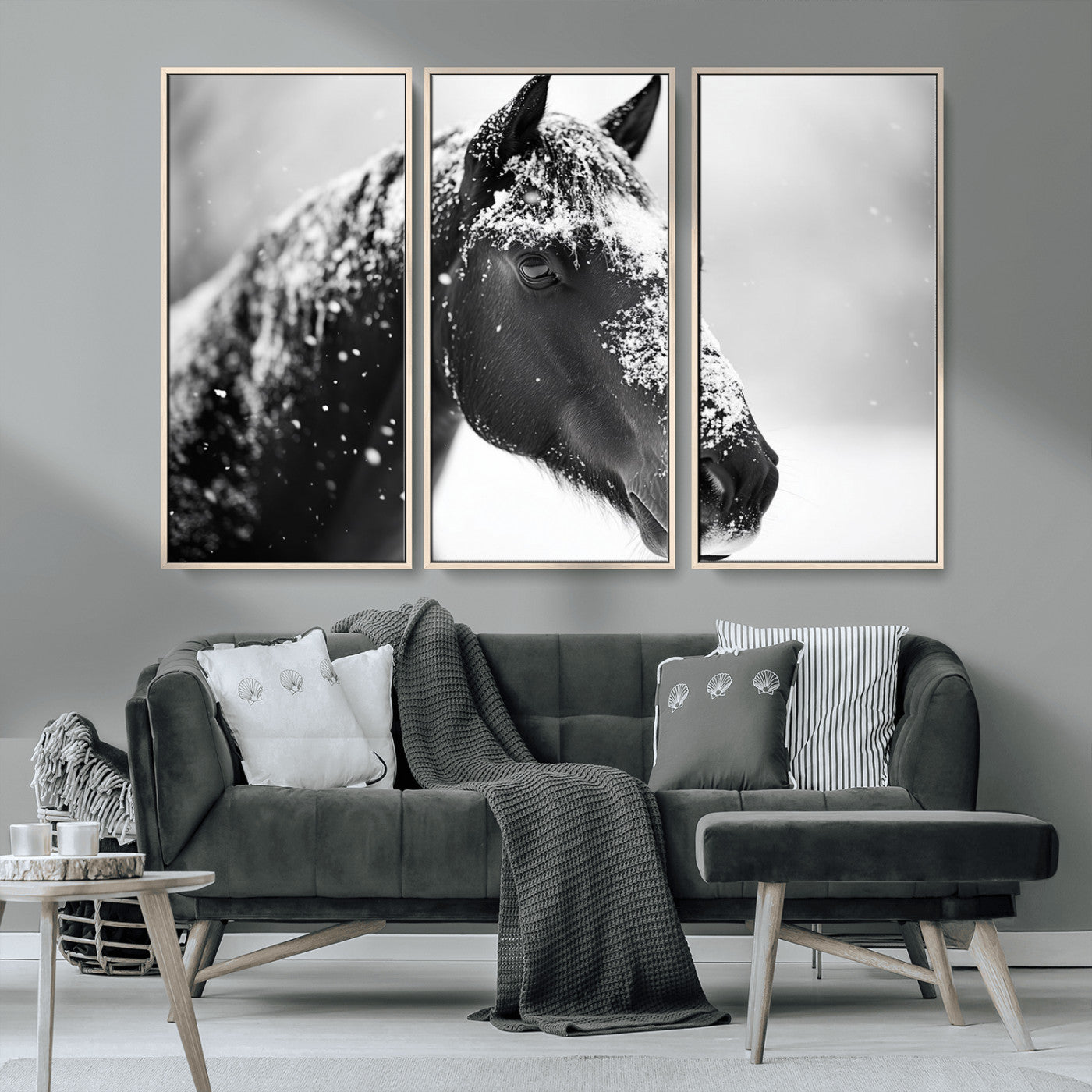 MGV-FC-48X32-3P - Horse Canvas Print - Winter Horse Snow Wall Art Canvas Print