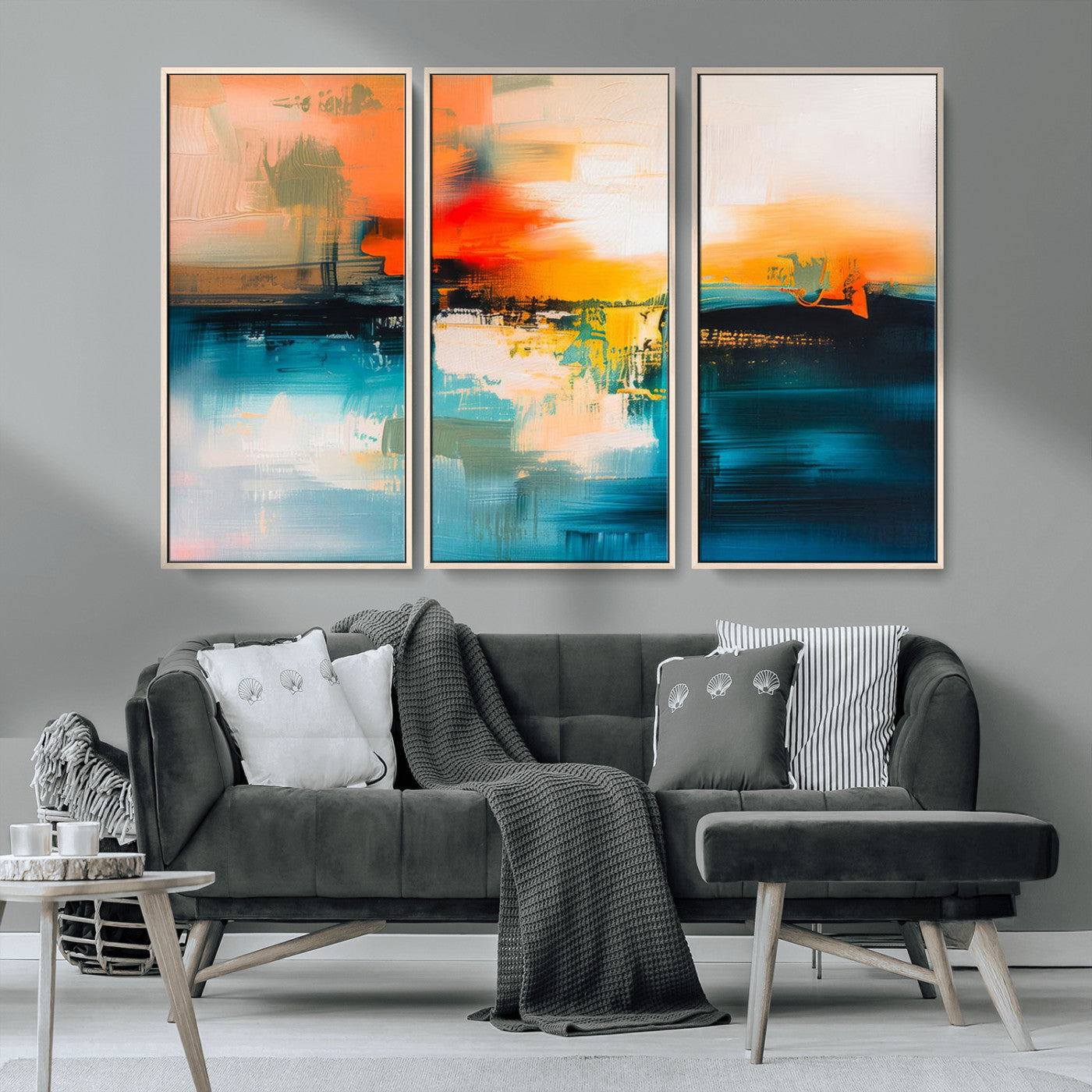MGV-FC-48X32-3P - Colorful Abstract Wall Art | Bold Modern Canvas Print | Ready to Hang and Framed for Living Room or