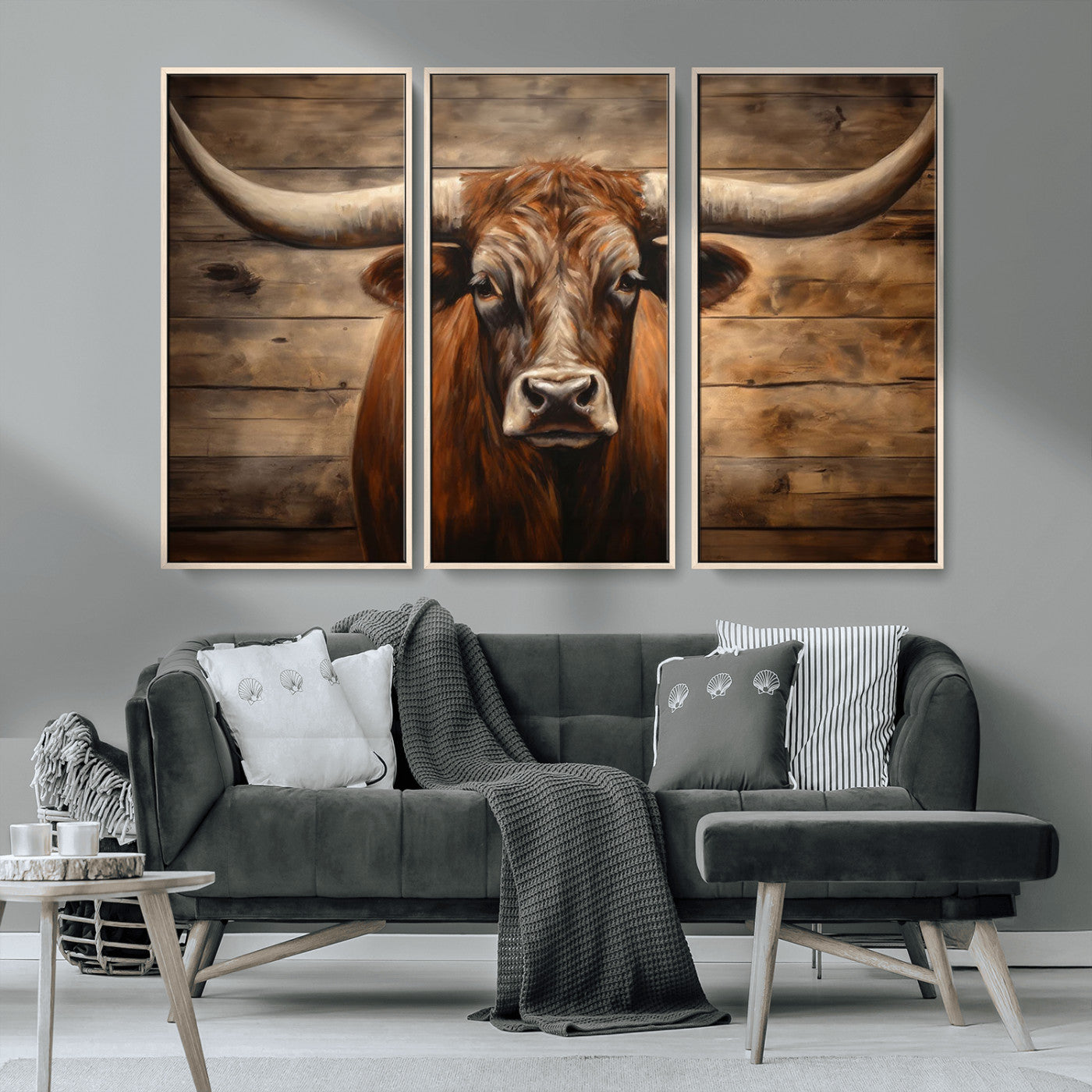 77556-MGV-CV-36X24-Longhorn Bull Wall Art | Canvas Print | Ready to Hang | Rustic Farmhouse Wall Decor | Western Barn