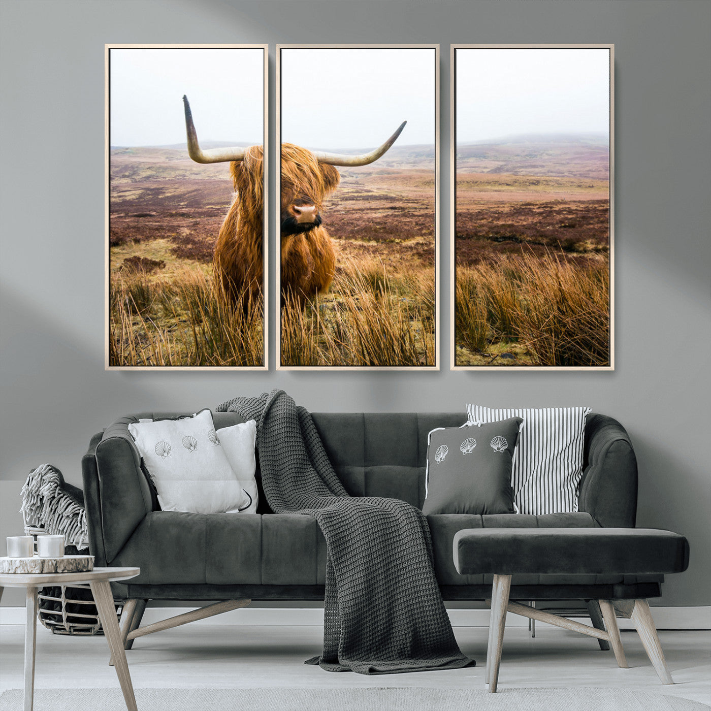 97274-MGV-CV-36X24-Scottish Highland Cow Canvas Wall Art – Rustic Farmhouse Charm with Highland Cattle – Ready to Hang