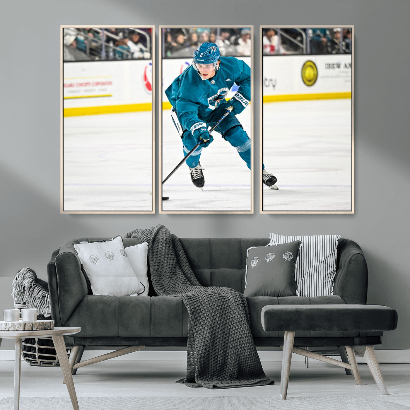 MGV-FC-48X32-3P - San Jose Sharks Ice Hockey Player Wall Art Canvas Print