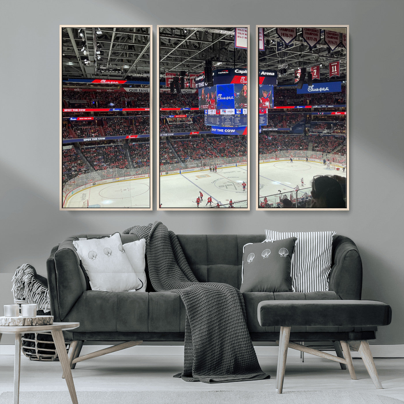 MGV-FC-48X32-3P - Washington Capitols New York Rangers Ice Hockey Game Stadium Wall Art Canvas Print