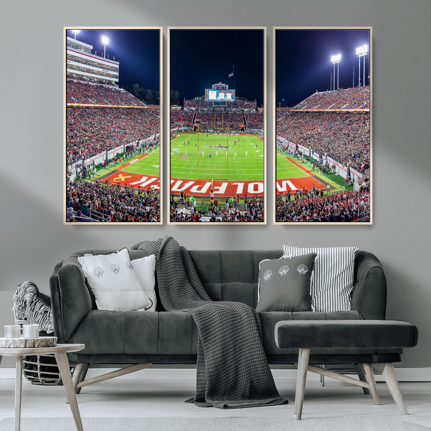 MGV-FC-48X32-3P - NC State Wolfpack Canvas Print - Raleigh Carter-Finley Stadium Wall Art, Football Team Canvas Print