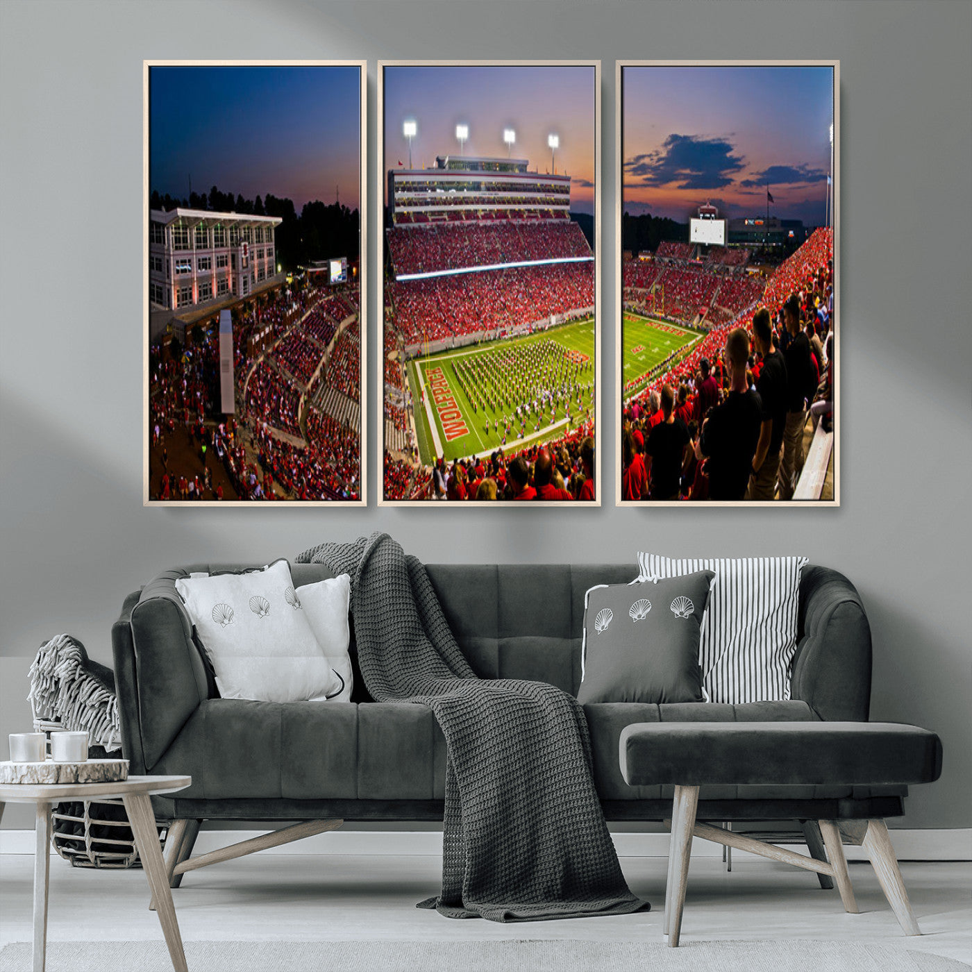 MGV-FC-48X32-3P - NC State Wolfpack Football Team Print - Raleigh Carter-Finley Stadium Wall Art Canvas Print