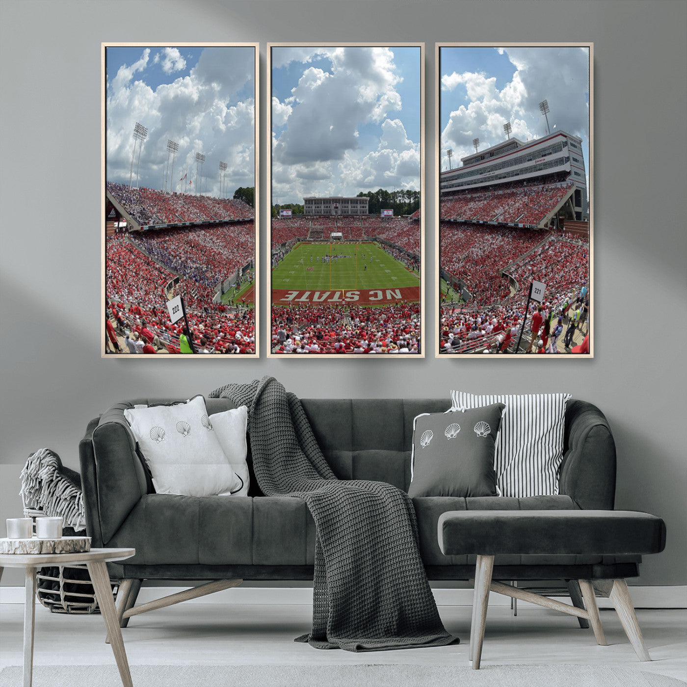 MGV-FC-48X32-3P - NC State Wolfpack Football Team Print Canvas- Raleigh Carter-Finley Stadium Wall Art Canvas Print