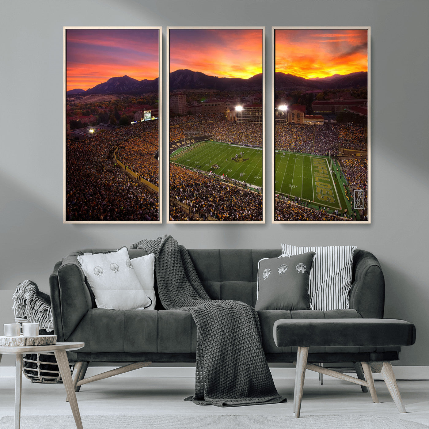 MGV-FC-48X32-3P - Colorado Buffaloes Football Team Print - Boulder Folsom Field Stadium Wall Art Canvas Print