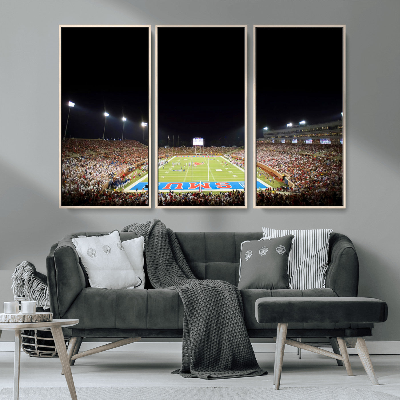 MGV-FC-48X32-3P - SMU Mustangs Football Team Print - Dallas Gerald J. Ford Stadium Wall Art Canvas Print