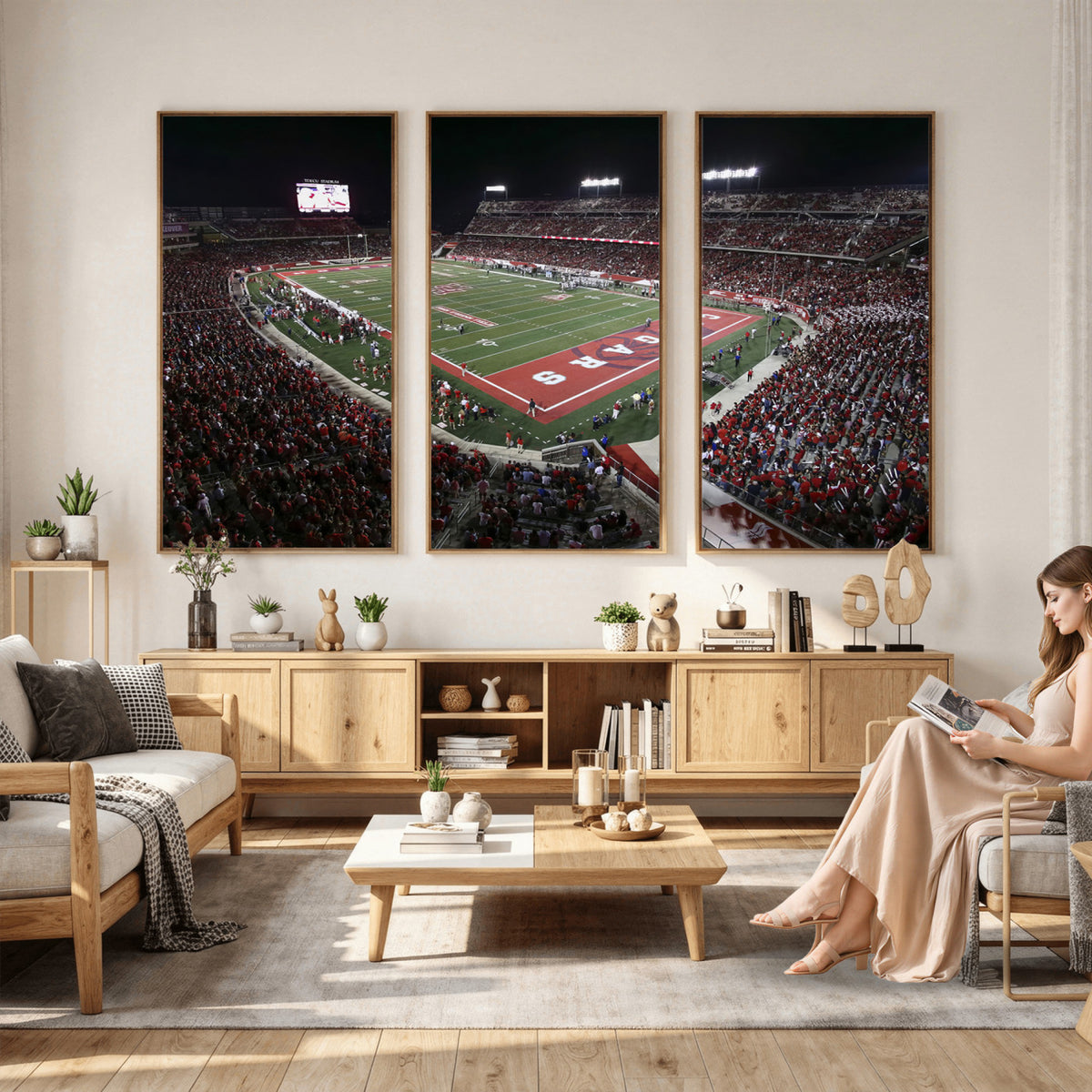 94207-MGV-CV-36X24 - Houston Cougars Football Team Print - Houston TDECU Stadium Wall Art Canvas Print