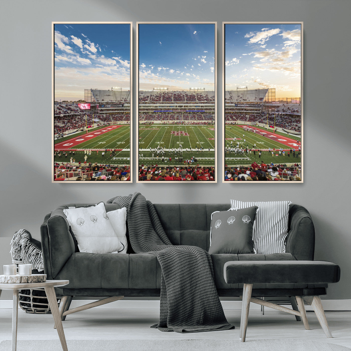 MGV-FC-48X32-3P - Framed Houston Cougars Football Team Print - Houston TDECU Stadium Wall Art Canvas Print