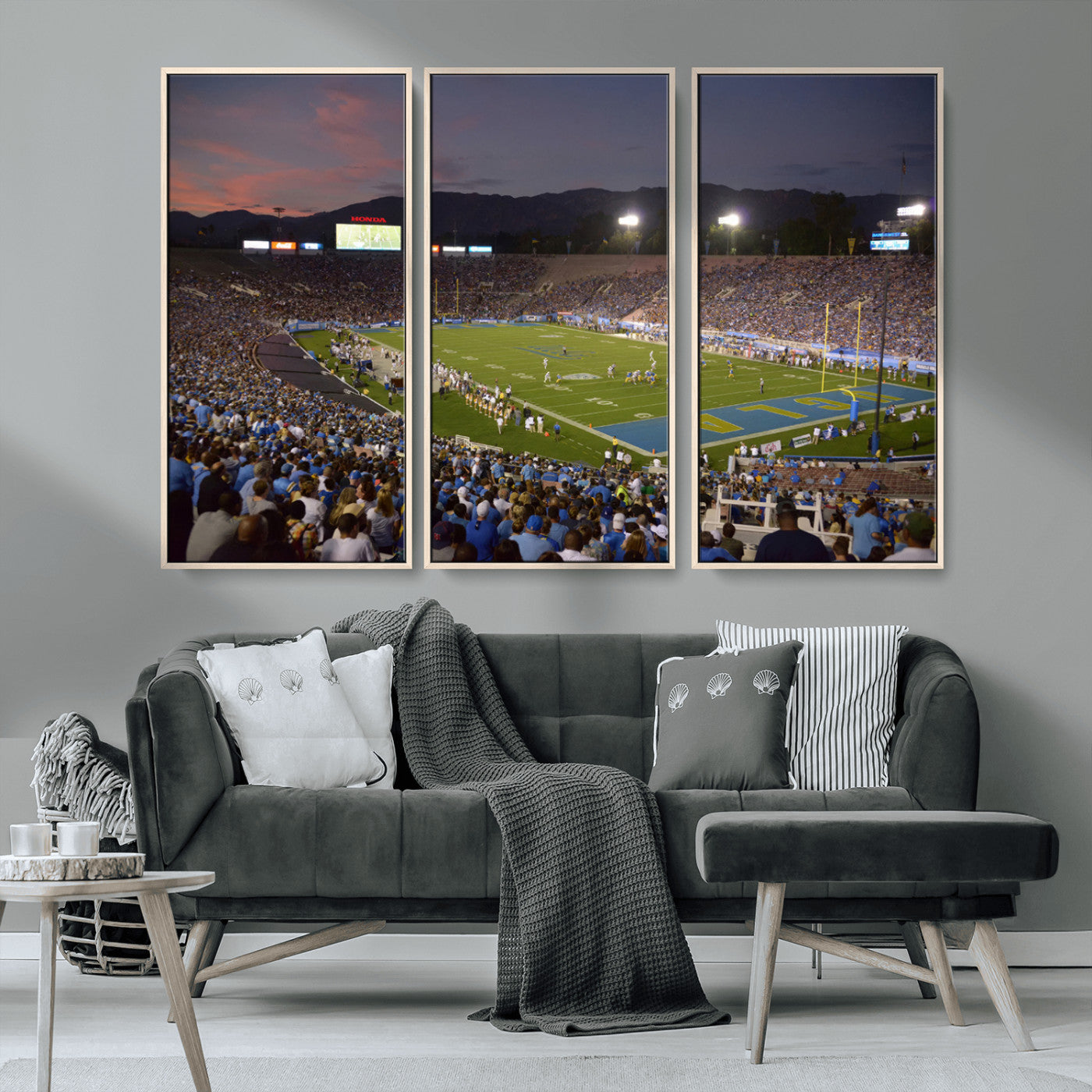 MGV-FC-48X32-3P - UCLA Bruins Football Team Print - Pasadena Rose Bowl Stadium Wall Art Canvas Print