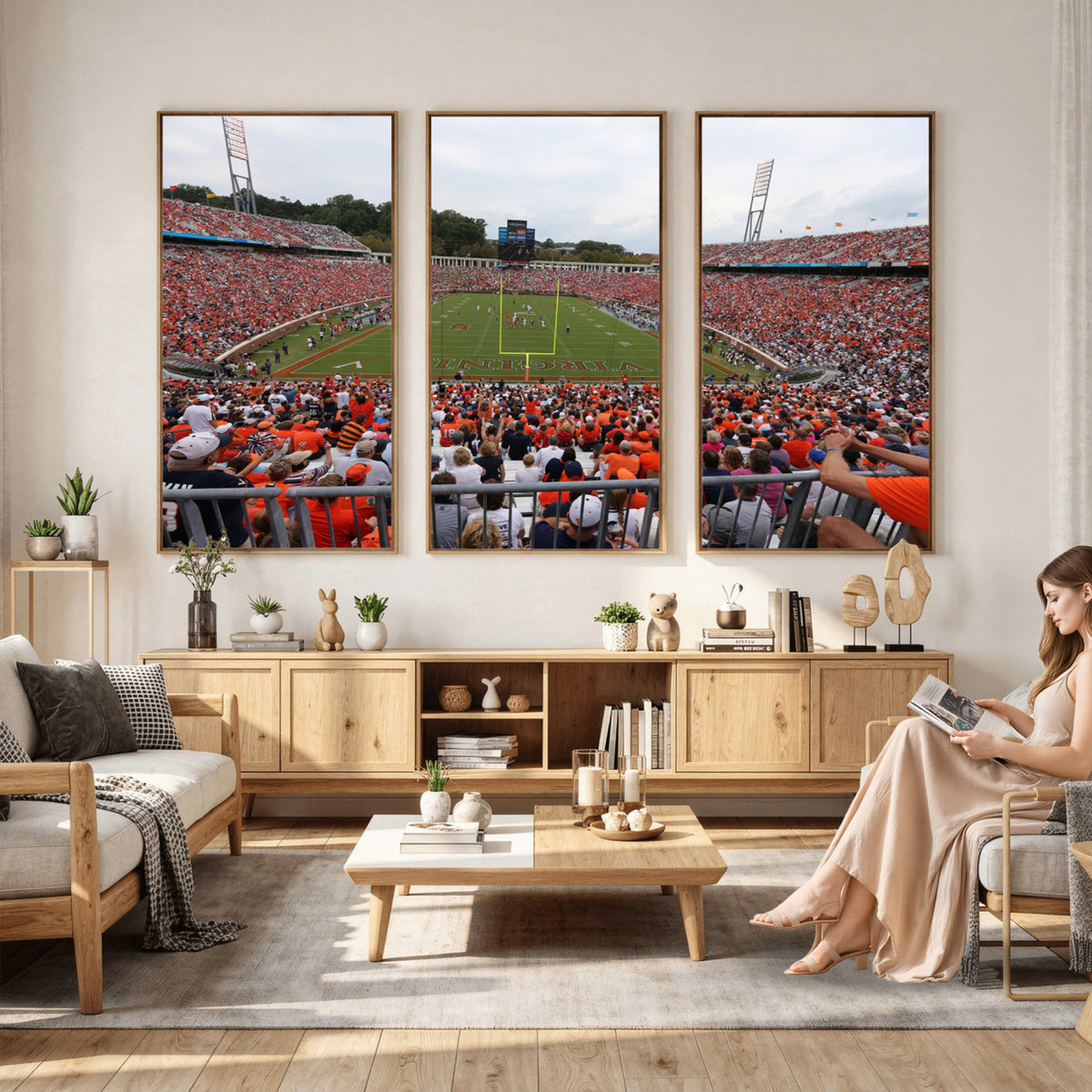 63606-MGV-CV-36X24 - Virginia Cavaliers Football Team Print, Charlottesville, Extra Large Game Room Wall Decor
