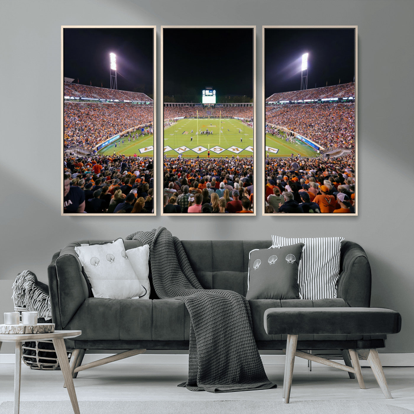 MGV-FC-48X32-3P - Virginia Cavaliers Football Team Print - Charlottesville Scott Stadium Wall Art Canvas Print