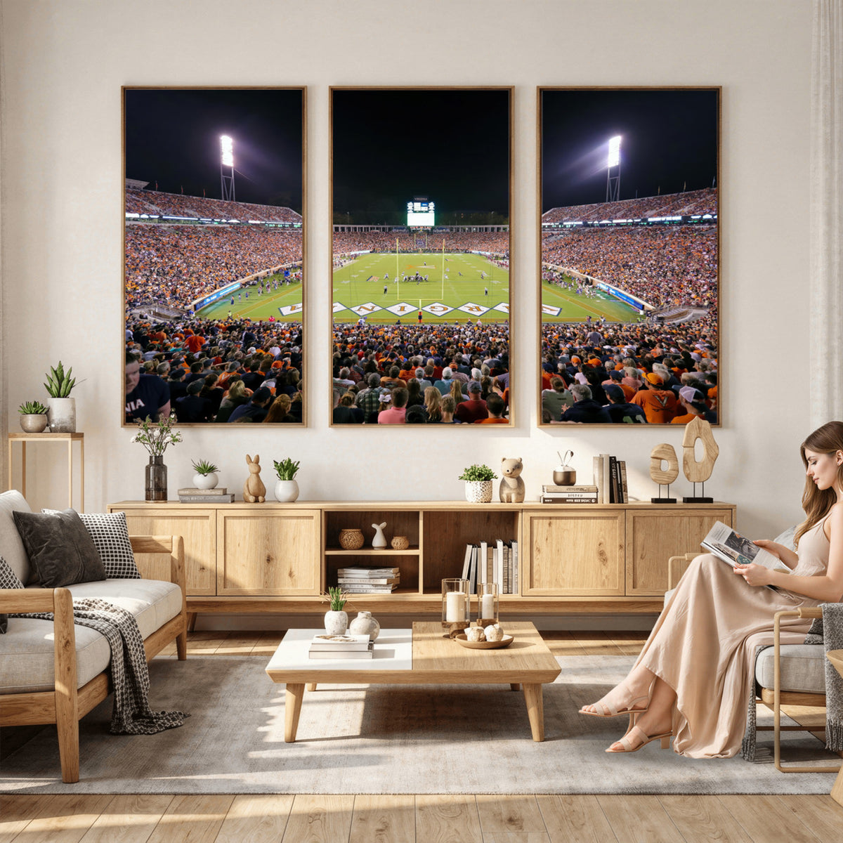 98441-MGV-CV-36X24 - Virginia Cavaliers Football Team Print - Charlottesville Scott Stadium Wall Art Canvas Print