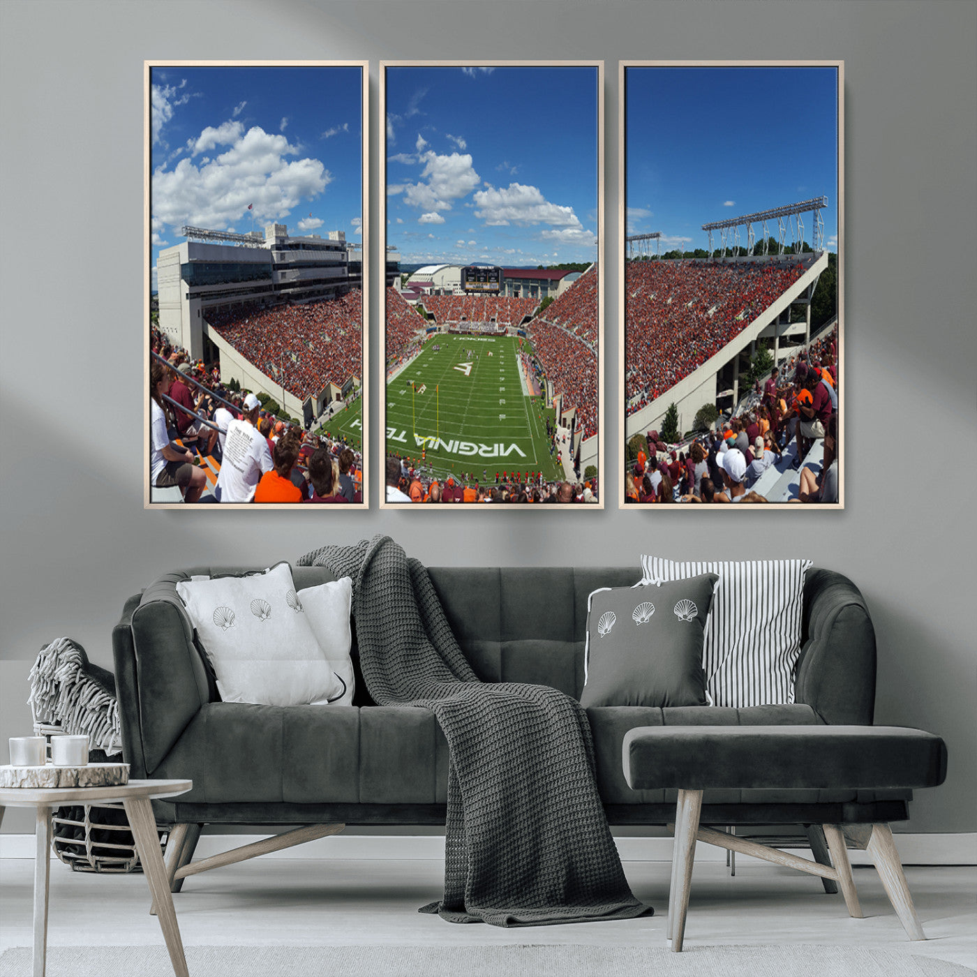MGV-FC-48X32-3P - Virginia Tech Hokies Football Team Print - Blacksburg Lane Stadium Wall Art Canvas Print