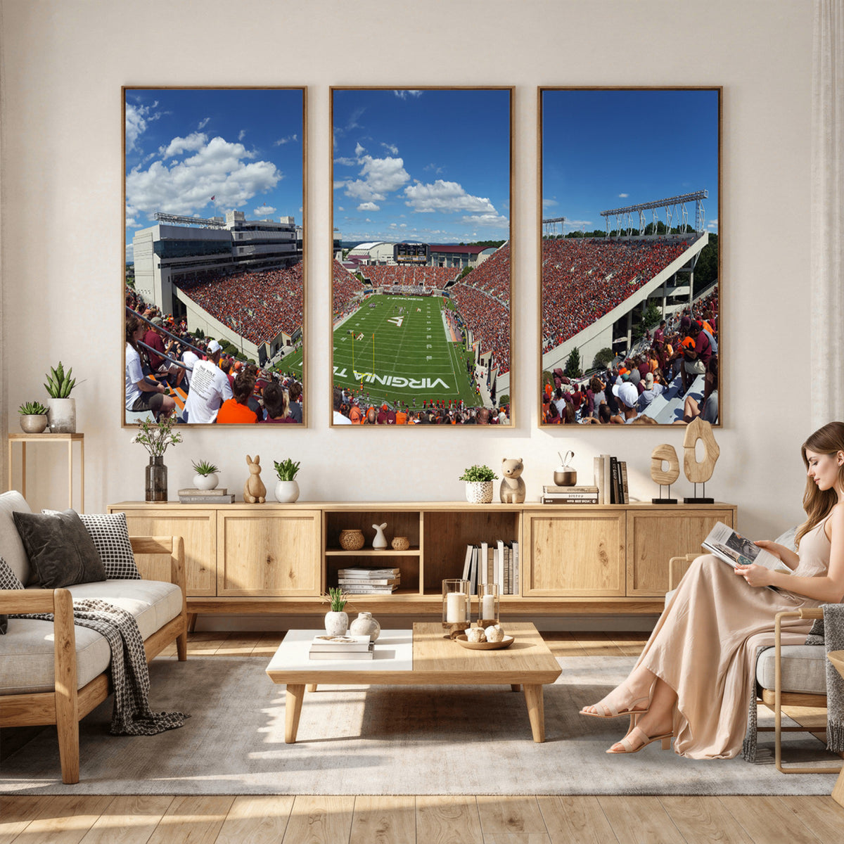 87769-MGV-CV-36X24 - Virginia Tech Hokies Football Team Print - Blacksburg Lane Stadium Wall Art Canvas Print