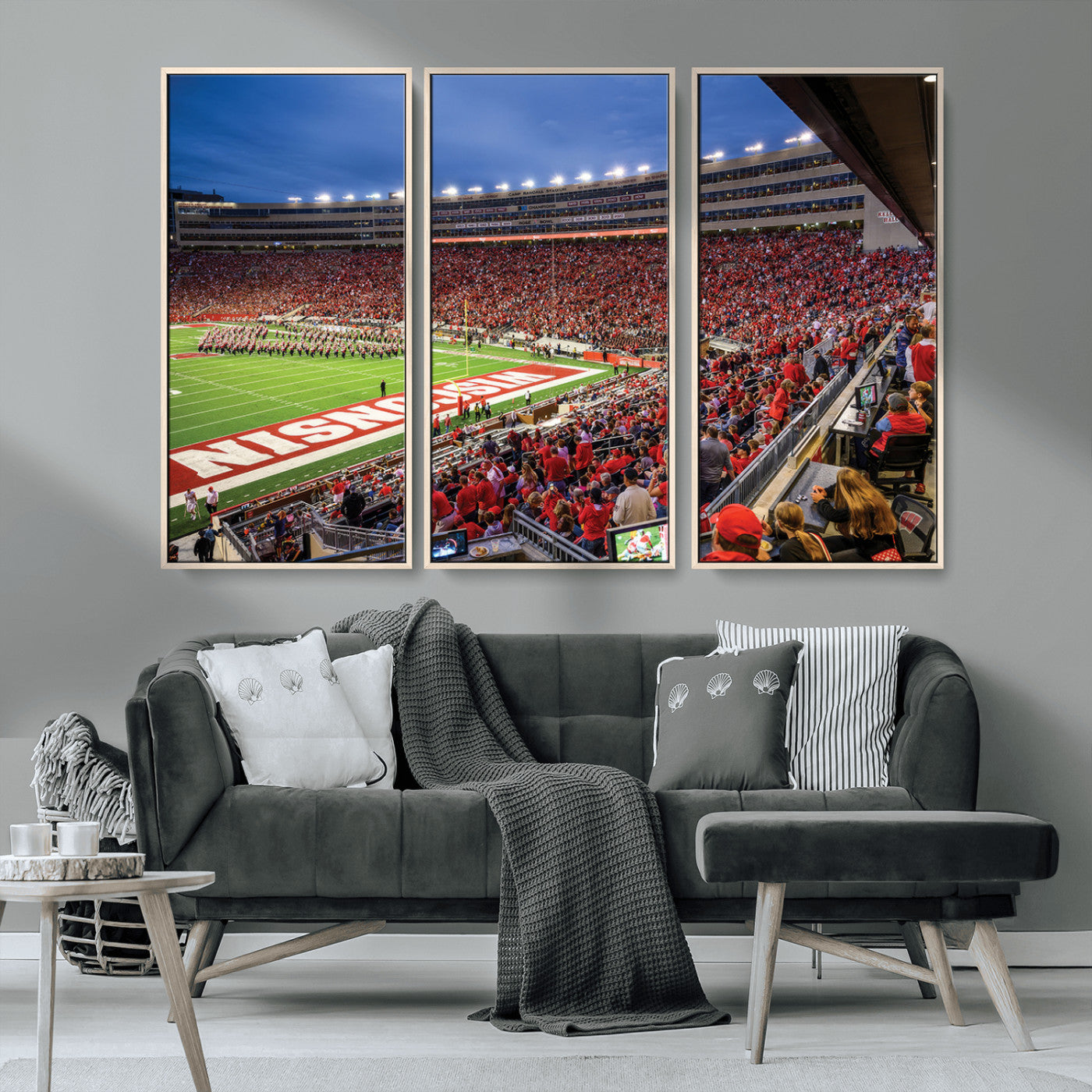 MGV-FC-48X32-3P - Wisconsin Badgers Football Team Print - Madison Camp Randall Stadium Wall Art, Wisconsin Badgers