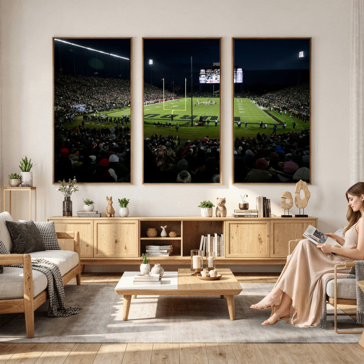 60140-MGV-CV-36X24 - Purdue Boilermakers Football Team Print - West Lafayette Ross–Ade Stadium Wall Art Canvas Print