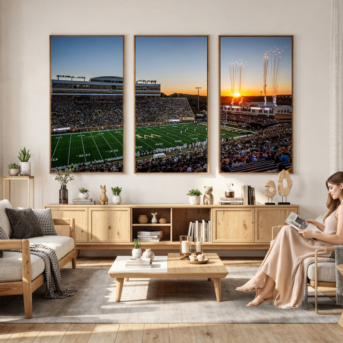 29253-MGV-CV-36X24 - Demon Deacons Football Team Print Canvas- Winston-Salem Allegacy Federal Credit Union Stadium Wall