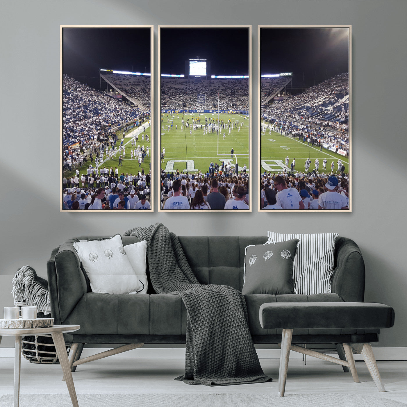 MGV-FC-48X32-3P - Brigham Young University Cougars Football Print Canvas - Provo LaVell Edwards Stadium Wall Art