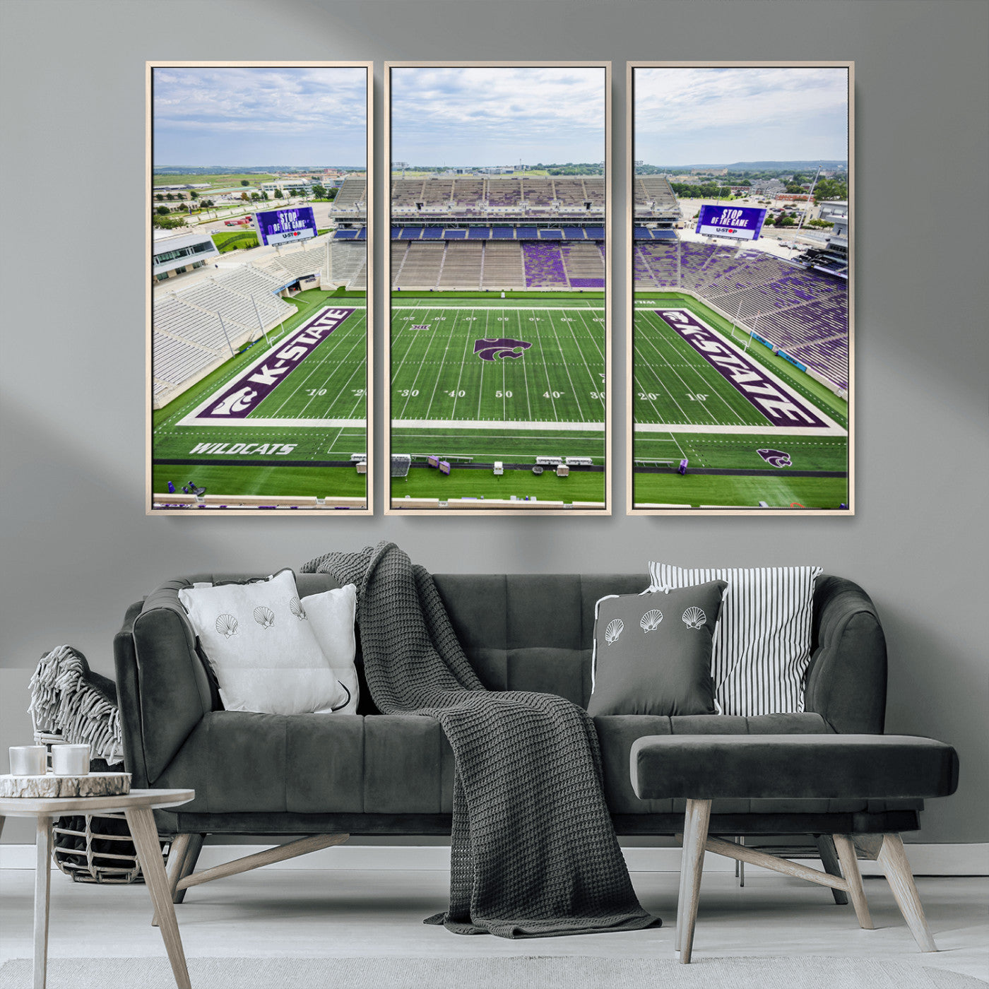 MGV-FC-48X32-3P - KState Wildcats Football Team Print - Manhattan Bill Snyder Family Football Stadium Wall Art Canvas